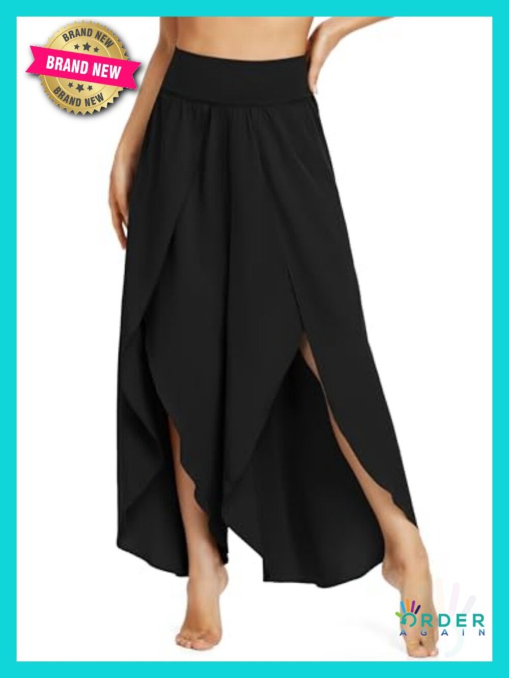 Wide Leg Palazzo Pants with Built-in Shorts Hidden Pocket